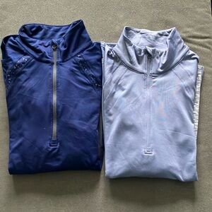 Women's Long Sleeve Tops - Navy and Light Blue